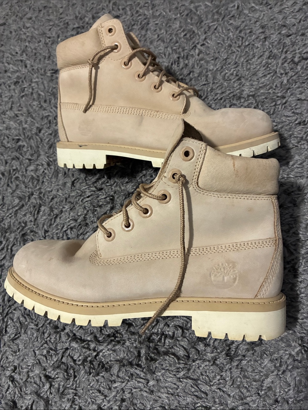 Cream timberland 6 inch premium boots